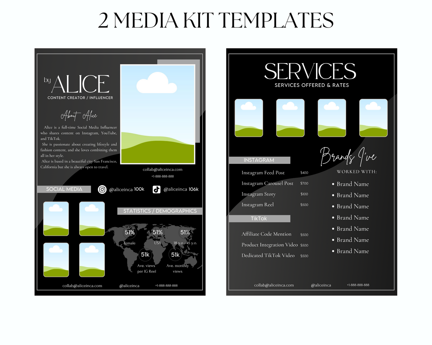 Black, White, & Grey Social Media Kit Template