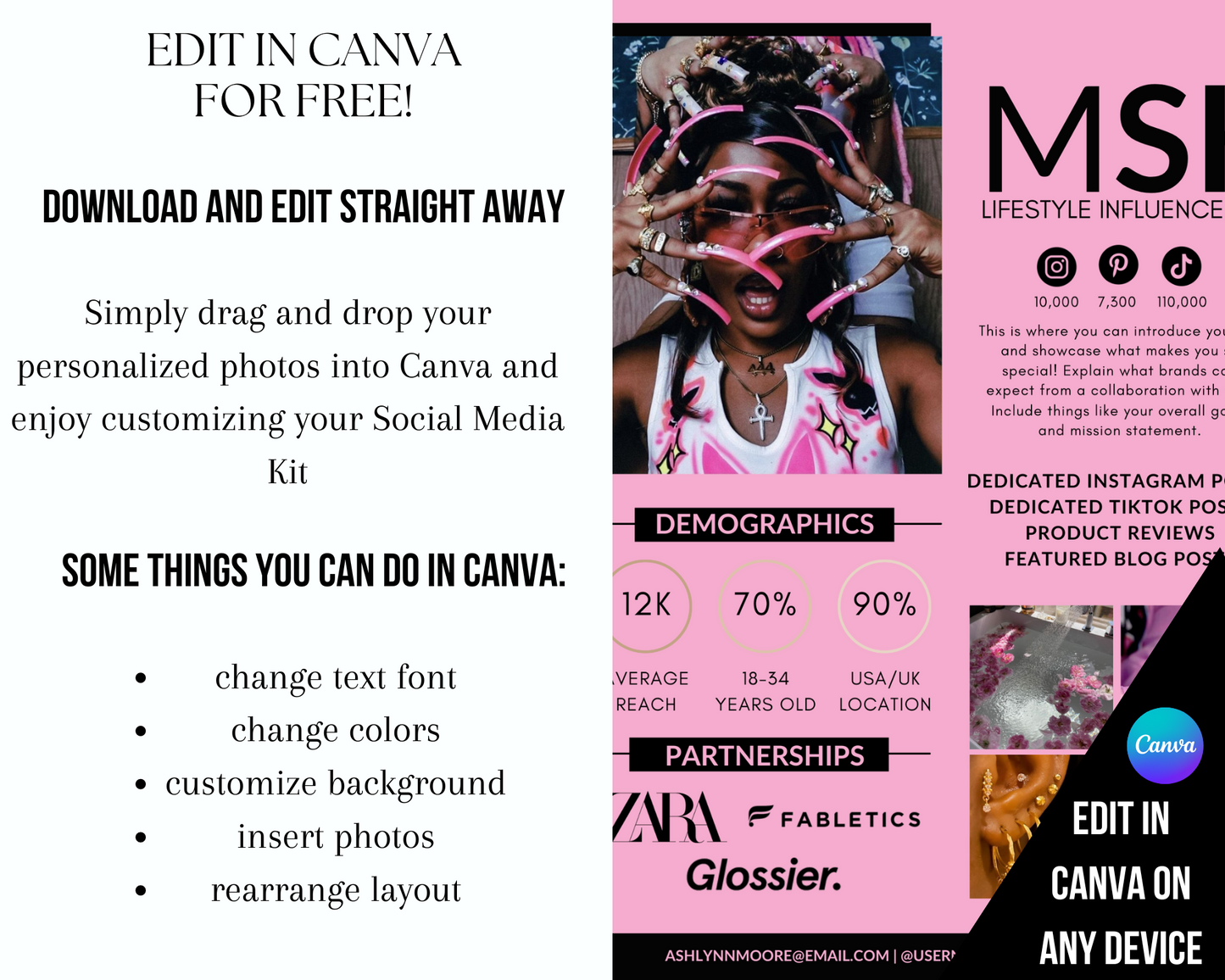 Pink & Black Social Media Kit Template