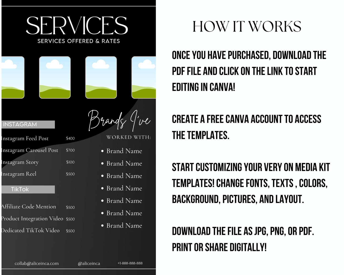 Black, White, & Grey Social Media Kit Template