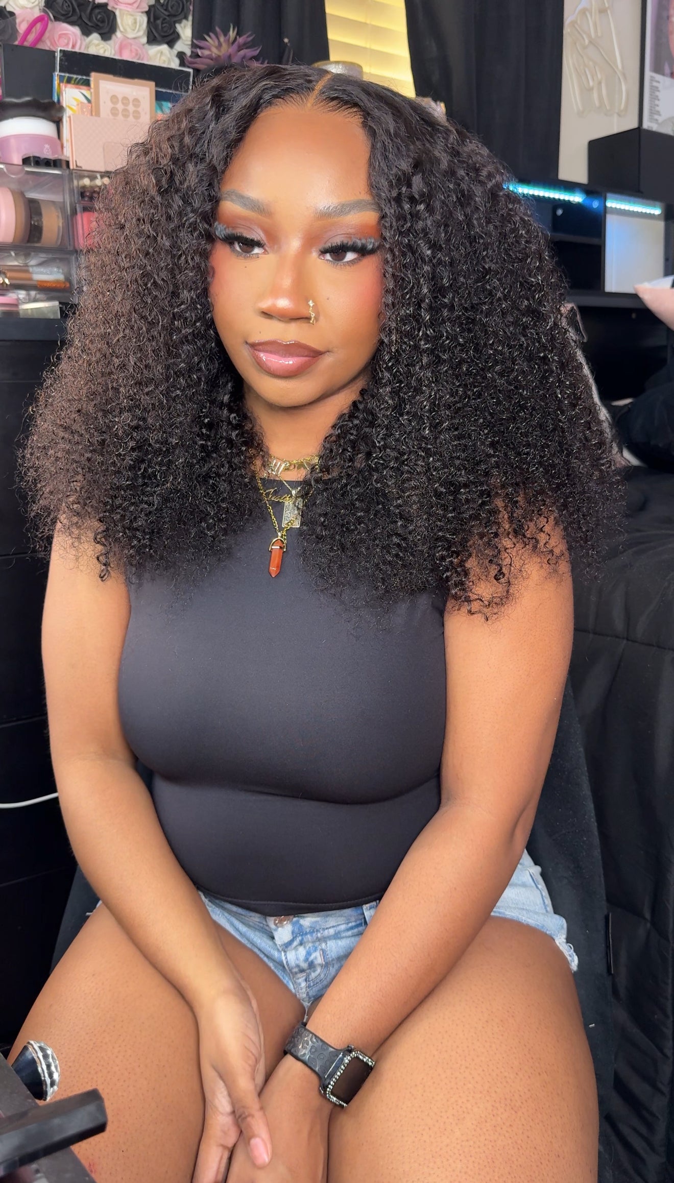 Morefacewig Glueless 7x5 22 Inch Kinky Curly Wig