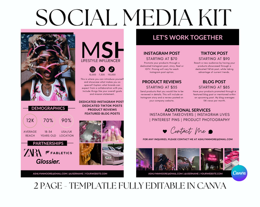 Pink & Black Social Media Kit Template