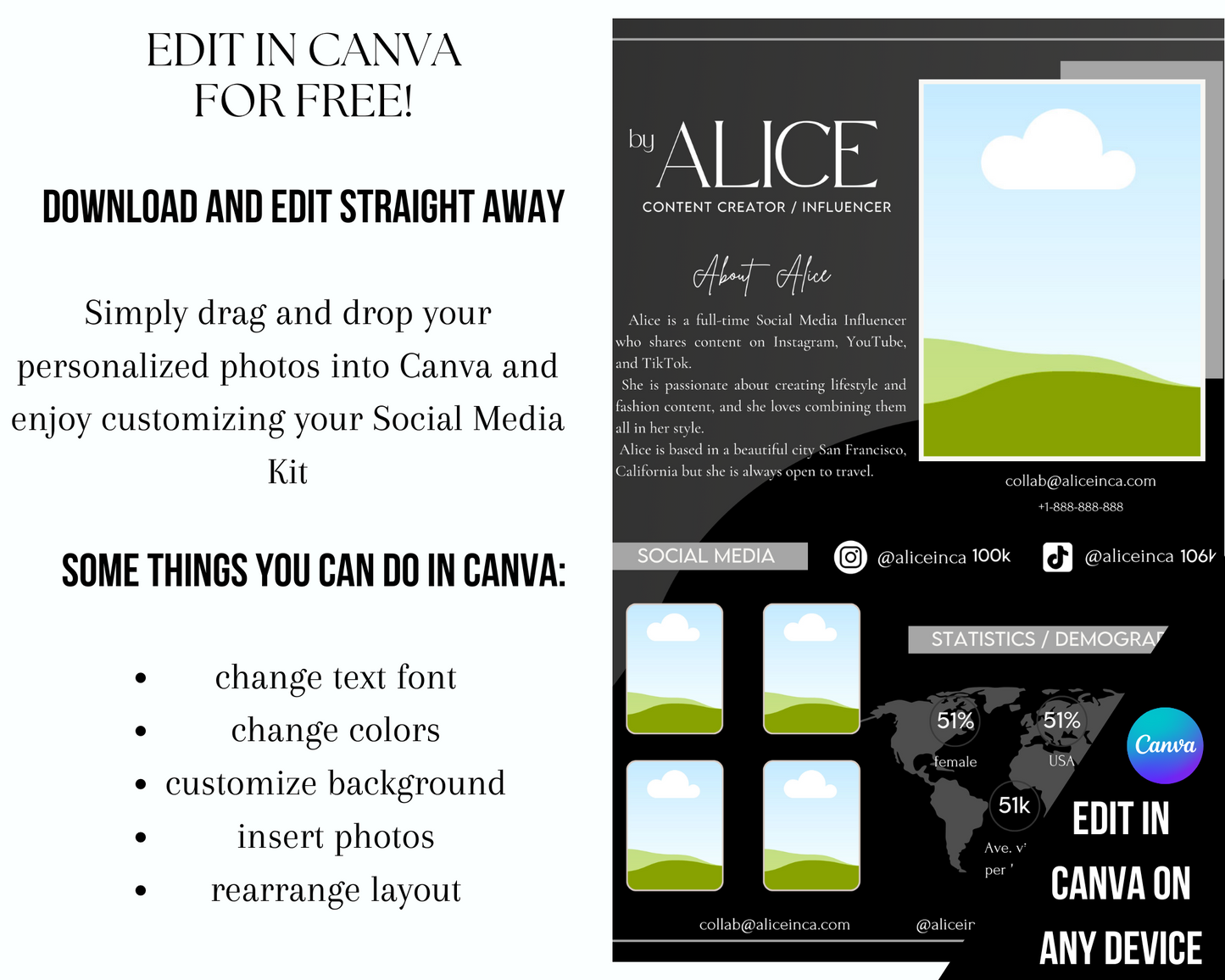 Black, White, & Grey Social Media Kit Template