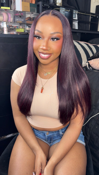 Glueless 7x5 22 Inch Black Cherry Straight Wig
