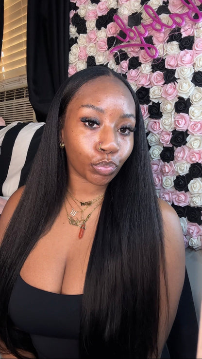 22 Inch Yaki Straight Clip In Hair Extension Set