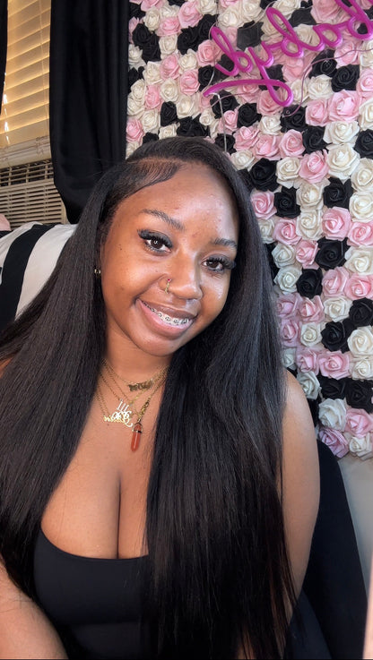 22 Inch Yaki Straight Clip In Hair Extension Set
