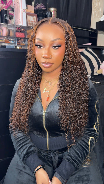 13x6 24 Inch Highlight Burmese Curly Wig
