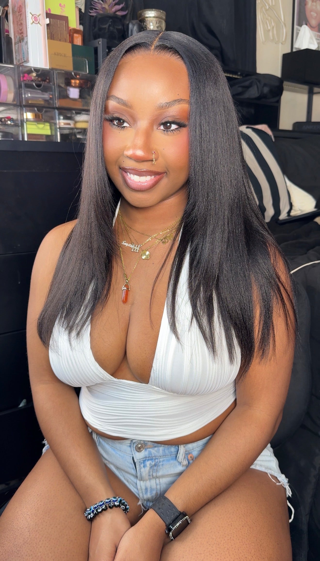Glueless 9x6 T-Part 20 Inch Yaki Straight Wig